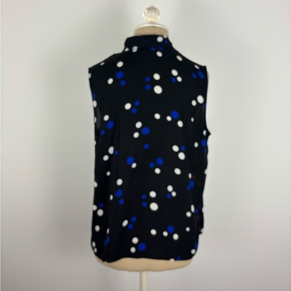 Talbots Blouse Sleeveless Black Polka Dot Petite M - Picture 2 of 5